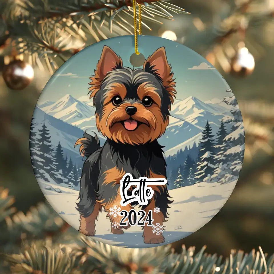 Yorkshire Terrier Christmas - Custom Background - Ornament