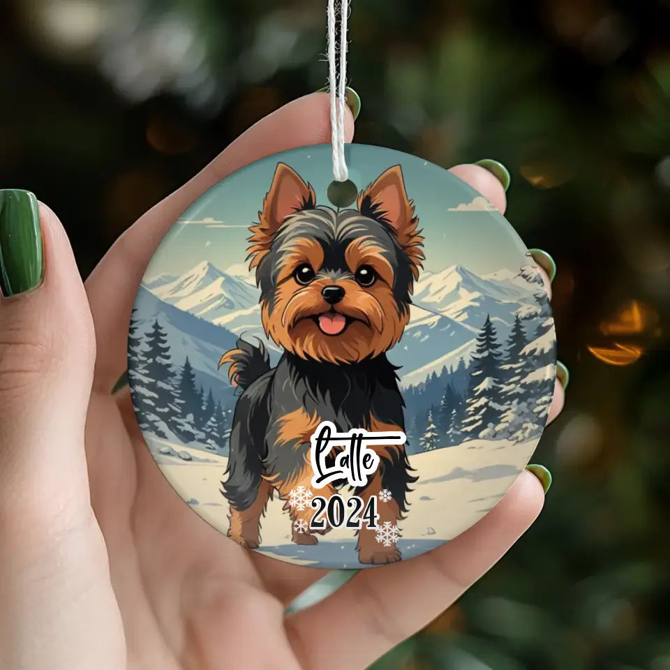 Yorkshire Terrier Christmas - Custom Background - Ornament