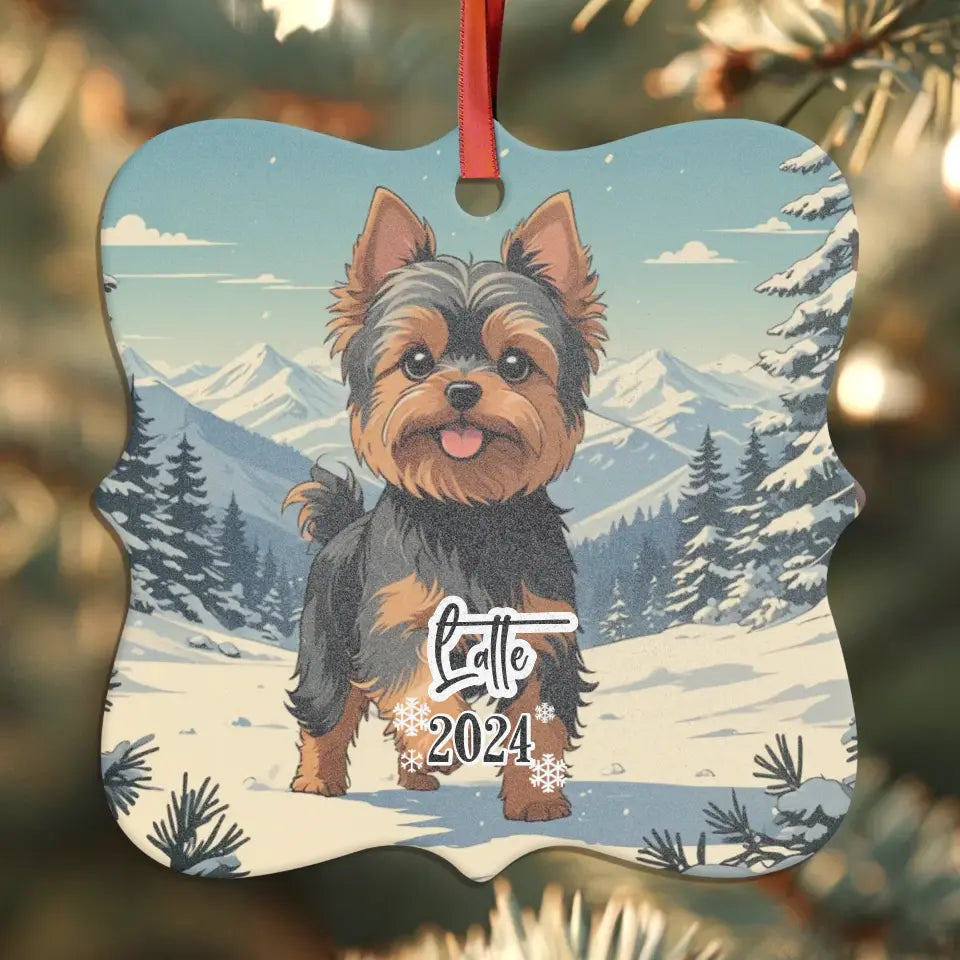 Yorkshire Terrier Christmas - Custom Background - Ornament