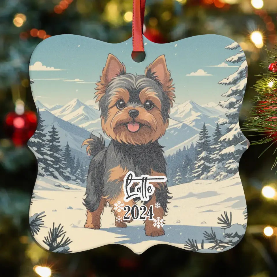 Yorkshire Terrier Christmas - Custom Background - Ornament