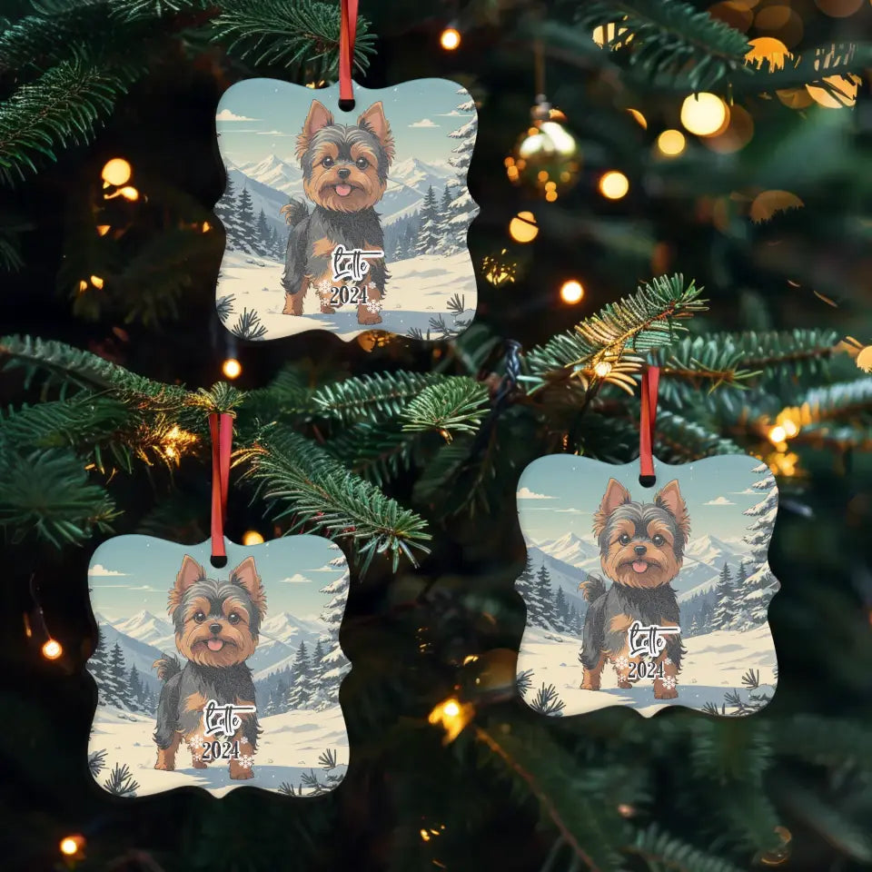 Yorkshire Terrier Christmas - Custom Background - Ornament