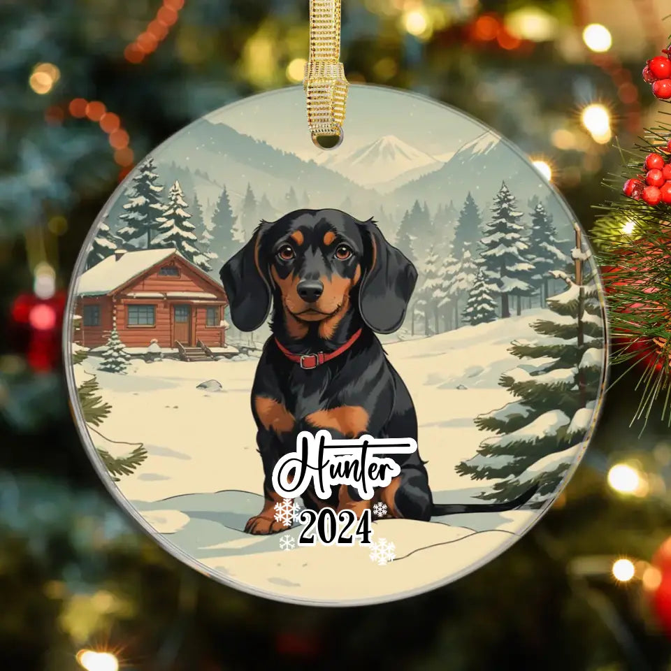 Dachshund Christmas - Custom Background - Ornament