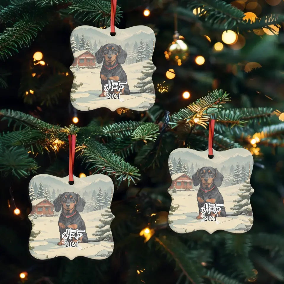 Dachshund Christmas - Custom Background - Ornament