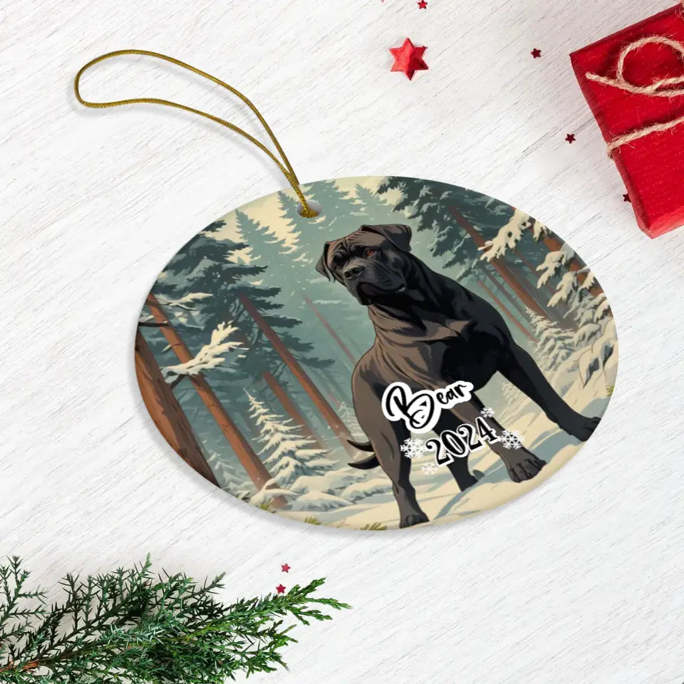 Cane Corso Christmas - Custom Background - Ornament