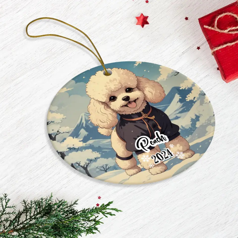 Poodle Christmas - Custom Background - Ornament