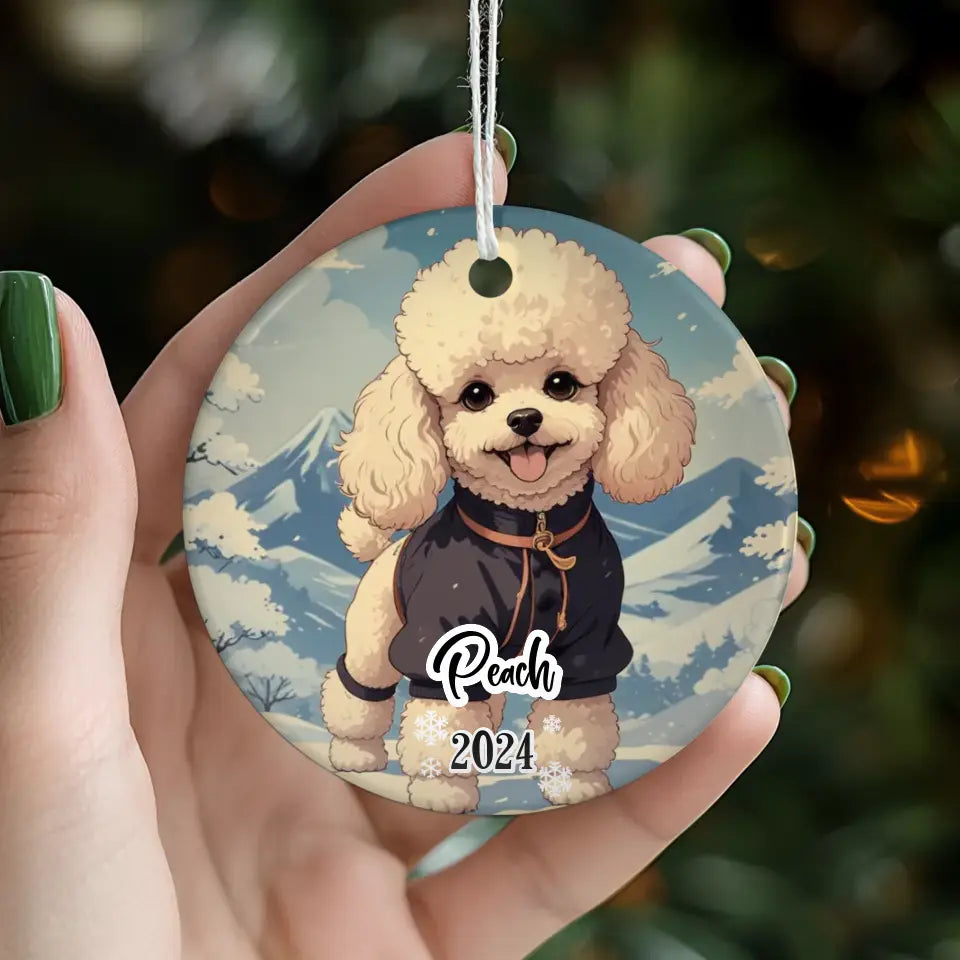 Poodle Christmas - Custom Background - Ornament