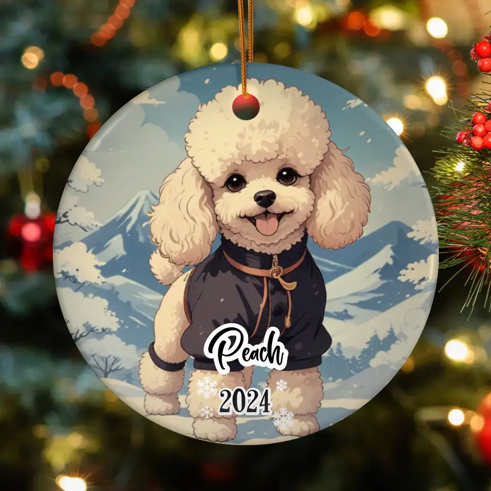 Poodle Christmas - Custom Background - Ornament