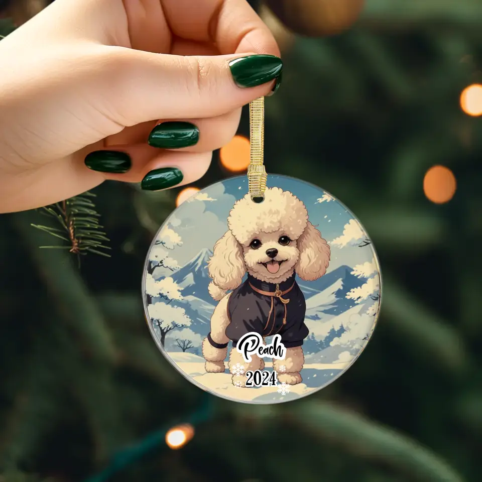 Poodle Christmas - Custom Background - Ornament