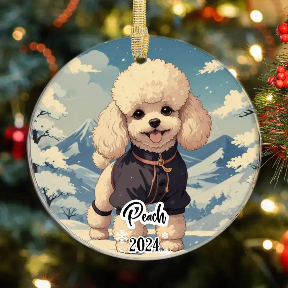 Poodle Christmas - Custom Background - Ornament