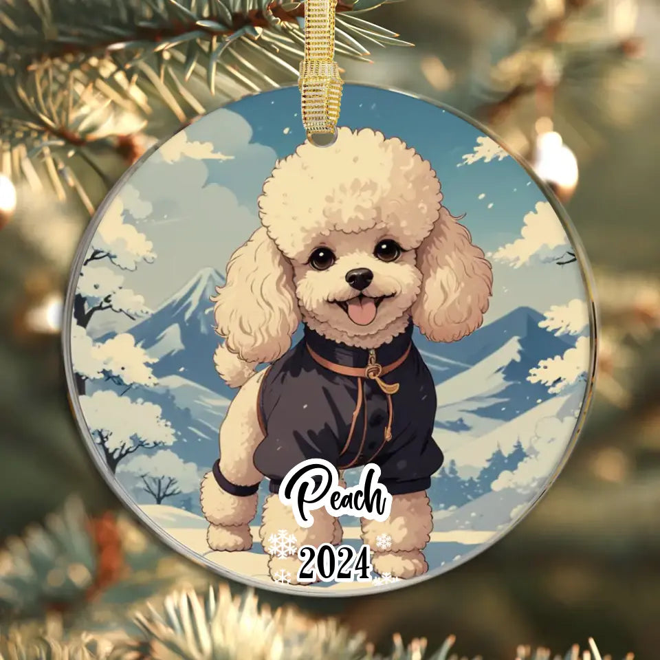 Poodle Christmas - Custom Background - Ornament