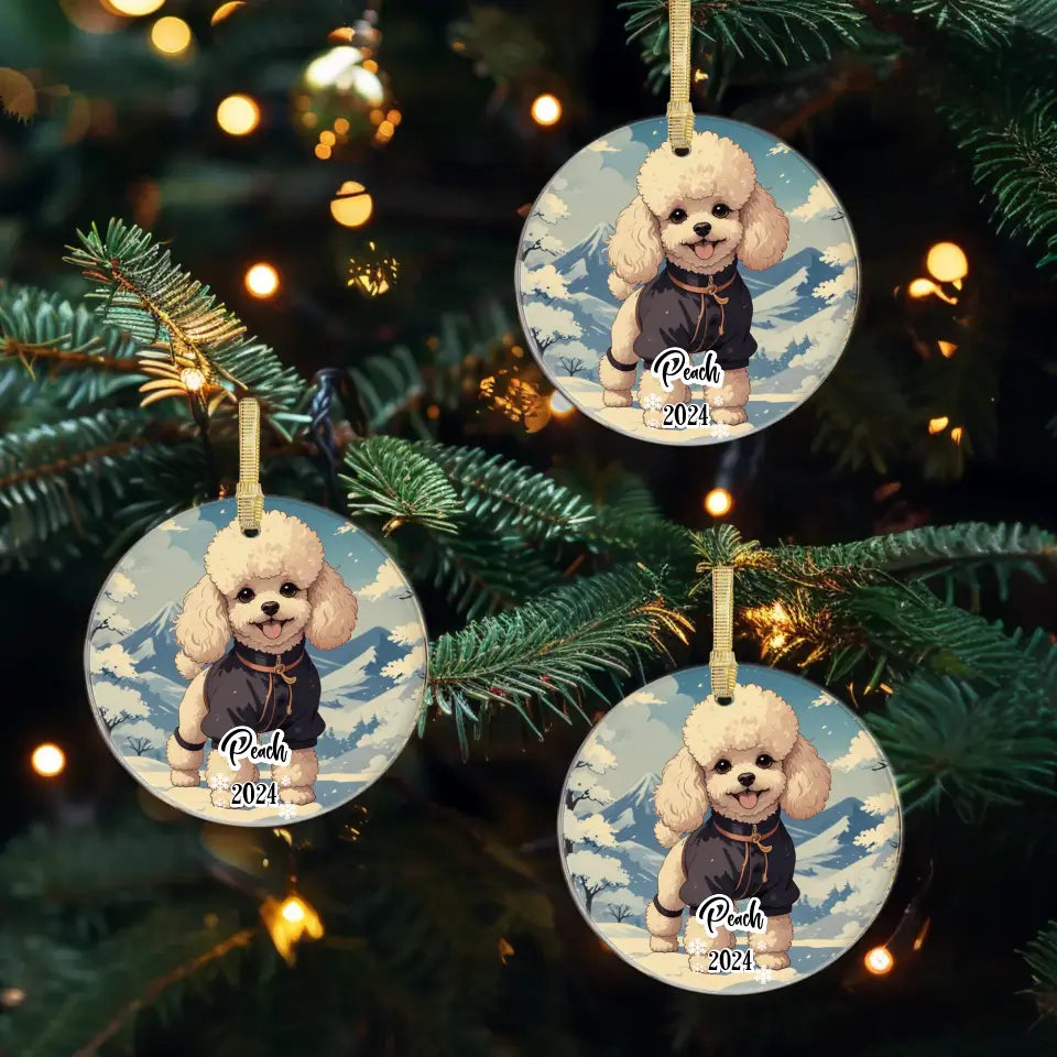 Poodle Christmas - Custom Background - Ornament