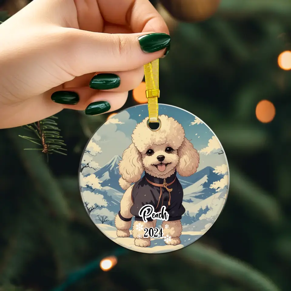 Poodle Christmas - Custom Background - Ornament