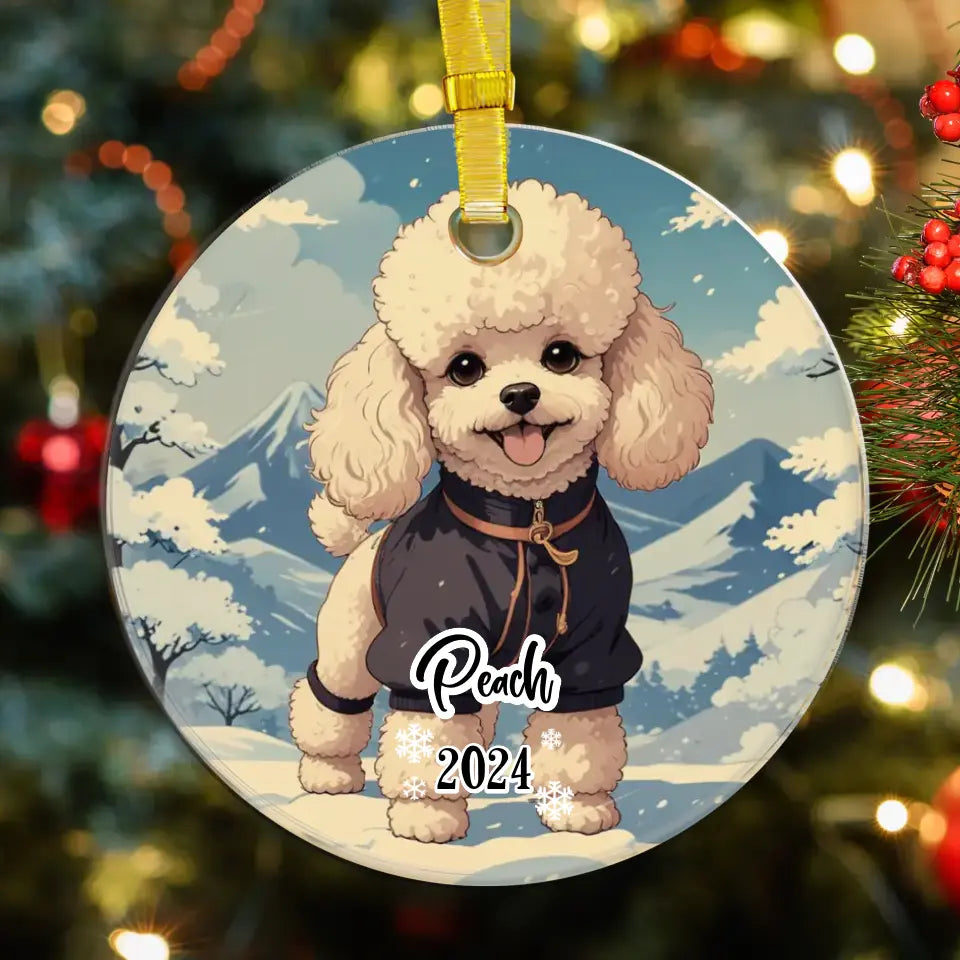 Poodle Christmas - Custom Background - Ornament