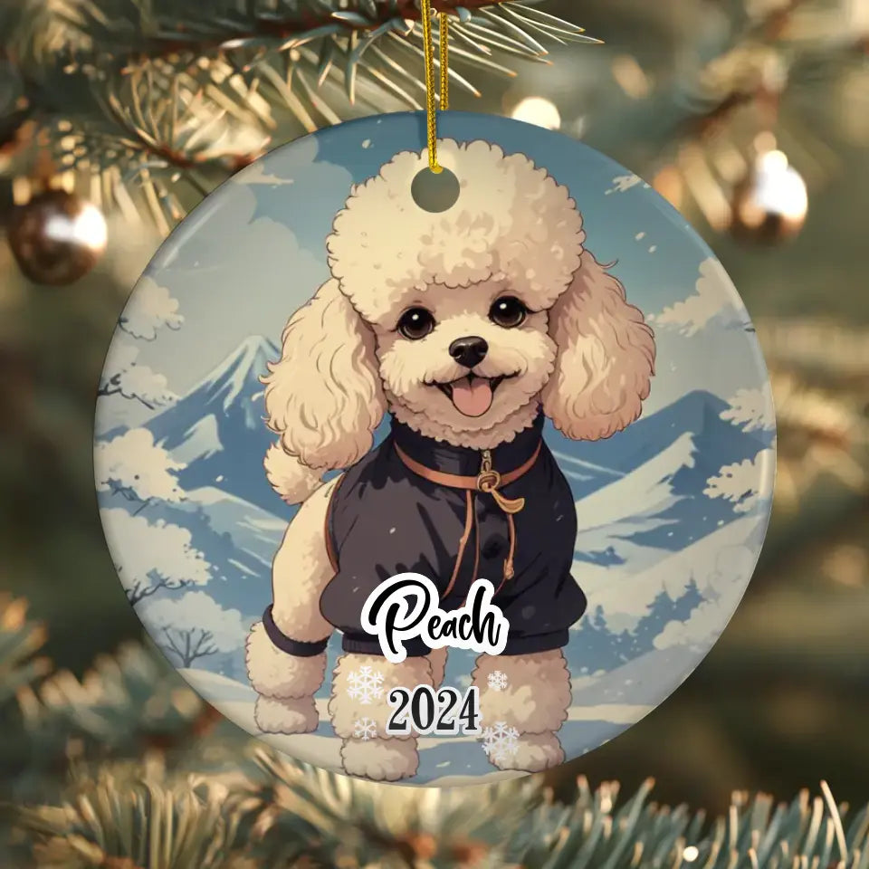 Poodle Christmas - Custom Background - Ornament