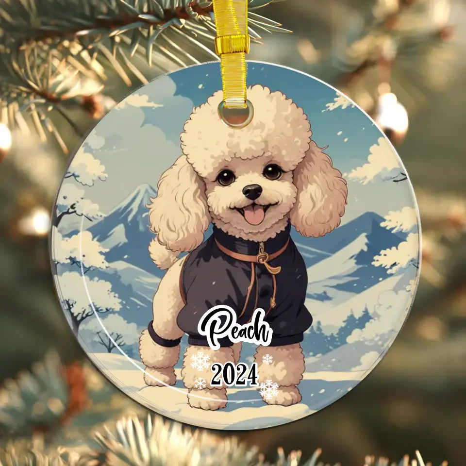 Poodle Christmas - Custom Background - Ornament