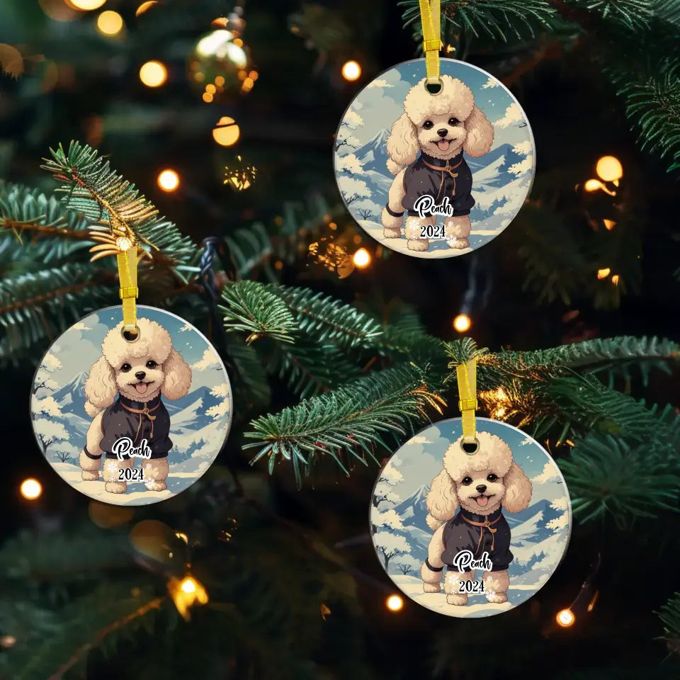 Poodle Christmas - Custom Background - Ornament