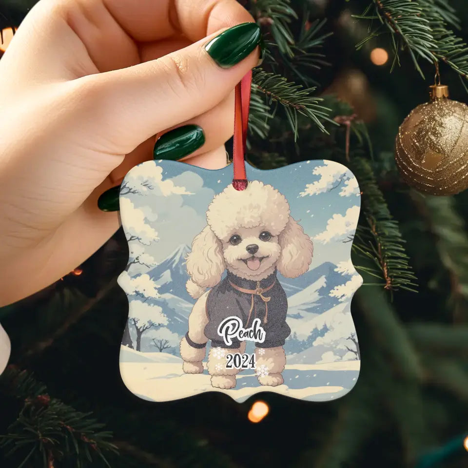 Poodle Christmas - Custom Background - Ornament