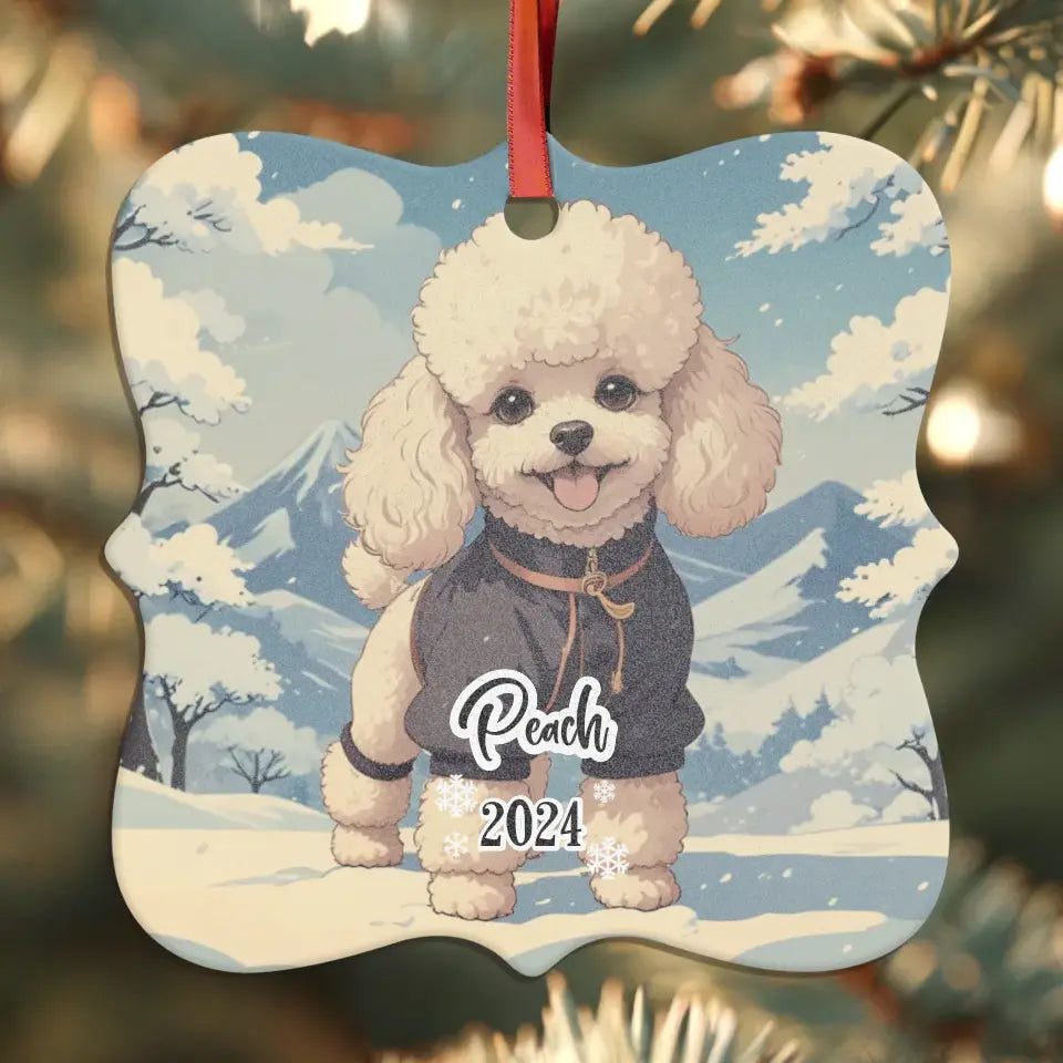 Poodle Christmas - Custom Background - Ornament