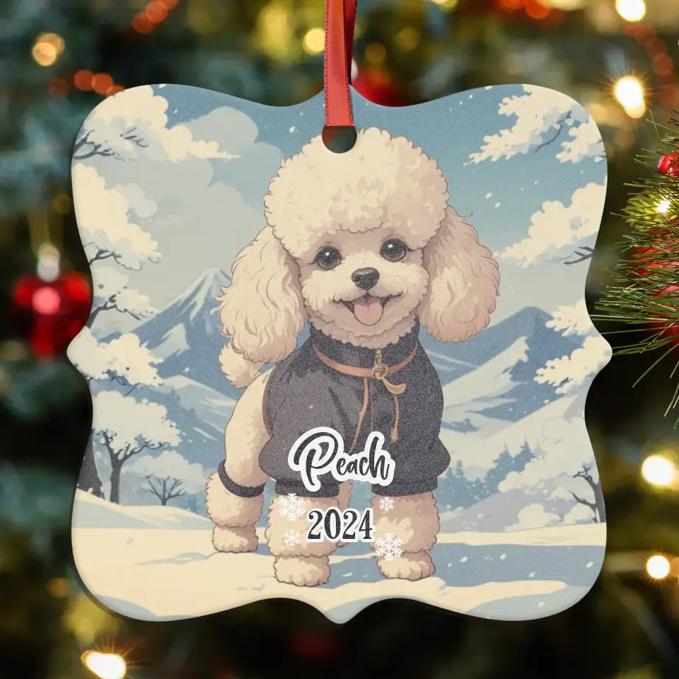 Poodle Christmas - Custom Background - Ornament