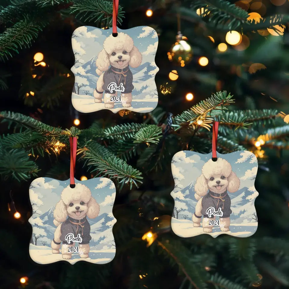 Poodle Christmas - Custom Background - Ornament