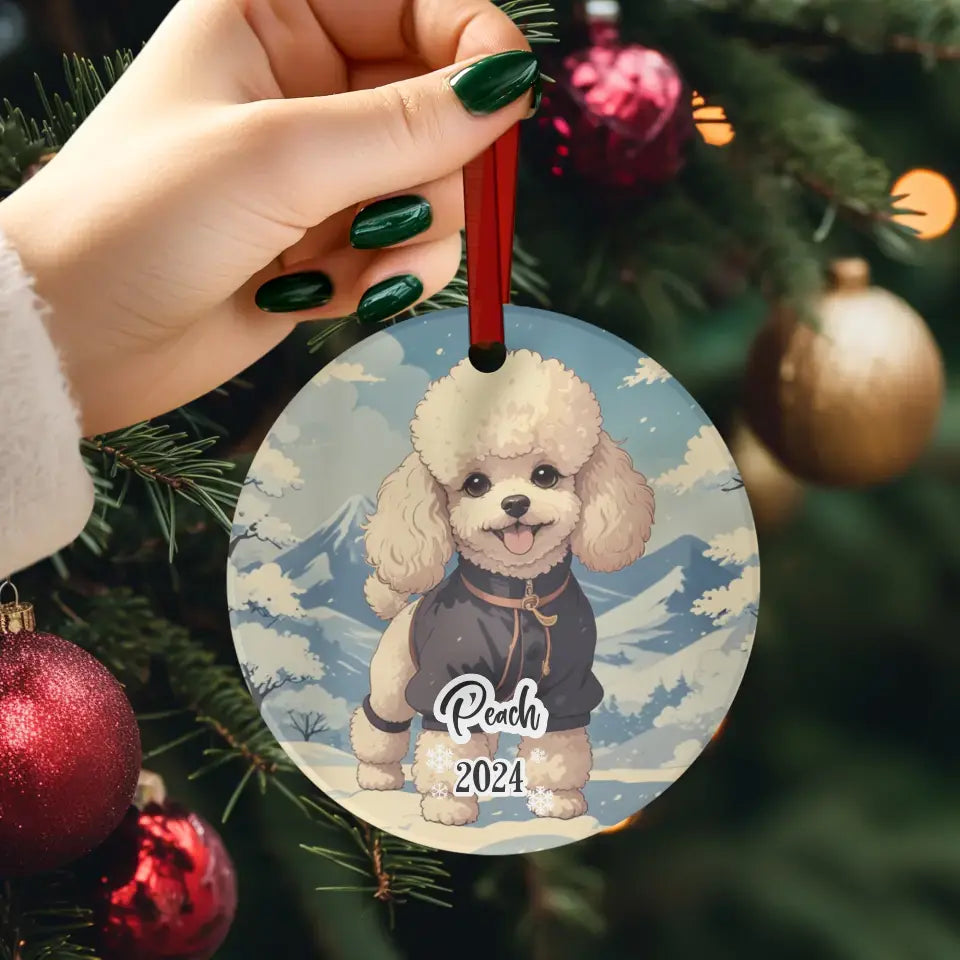 Poodle Christmas - Custom Background - Ornament