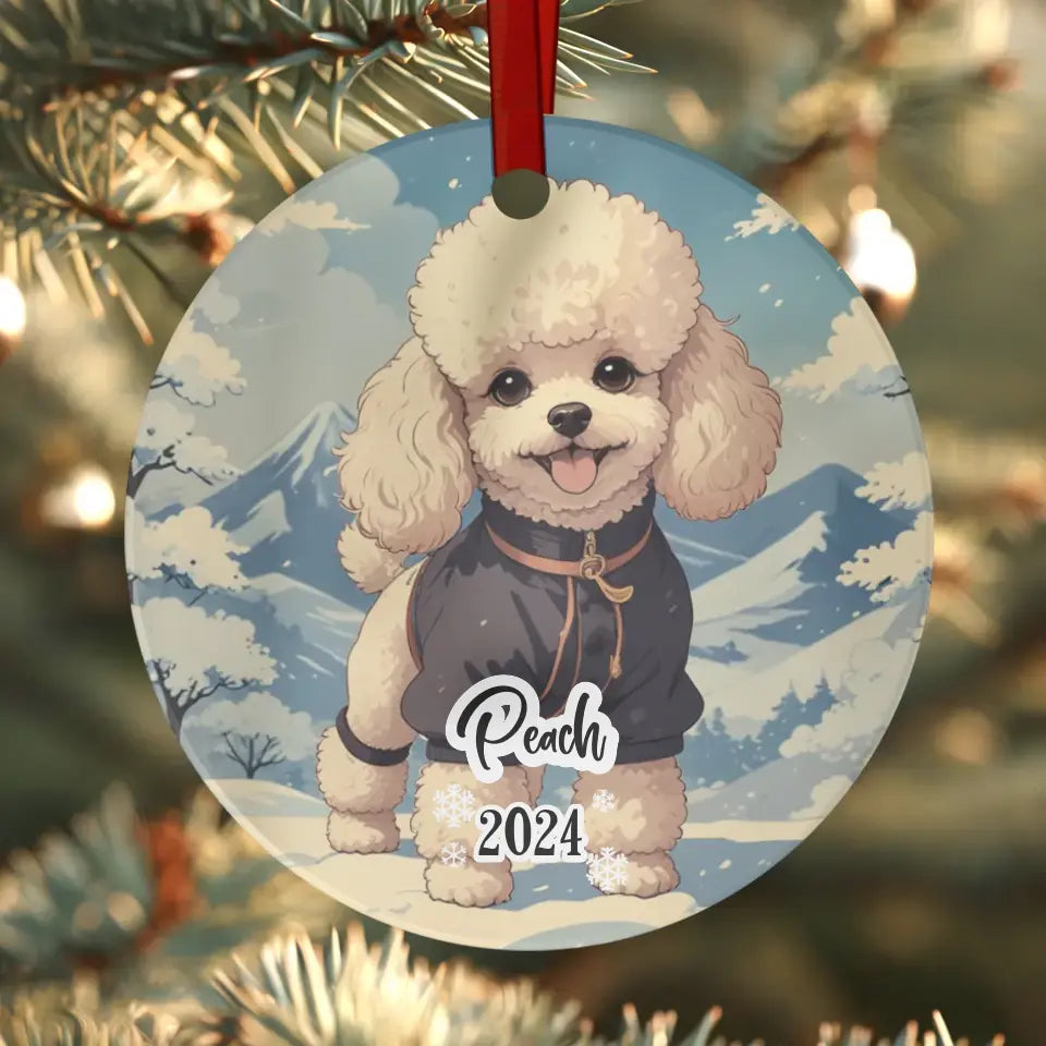 Poodle Christmas - Custom Background - Ornament