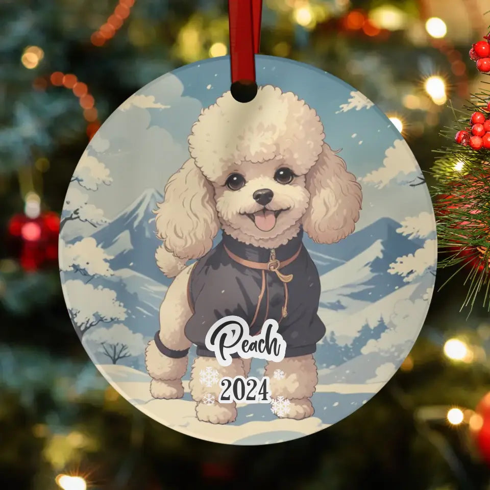 Poodle Christmas - Custom Background - Ornament