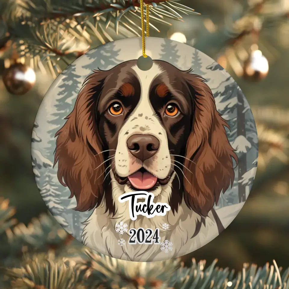 Spring Spaniel Christmas - Custom Background - Ornament