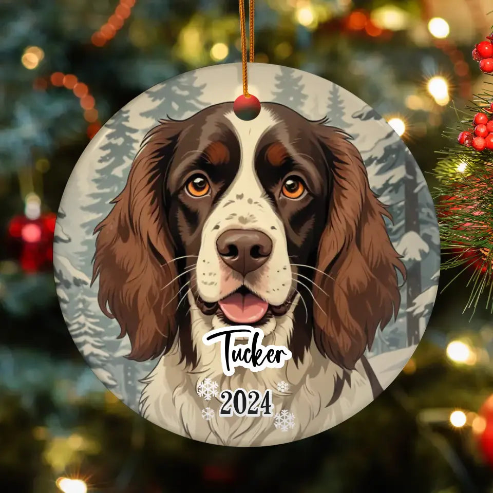 Spring Spaniel Christmas - Custom Background - Ornament