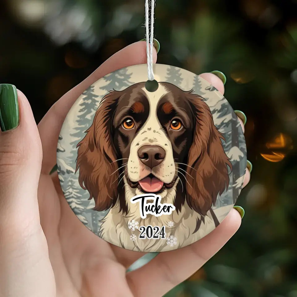 Spring Spaniel Christmas - Custom Background - Ornament