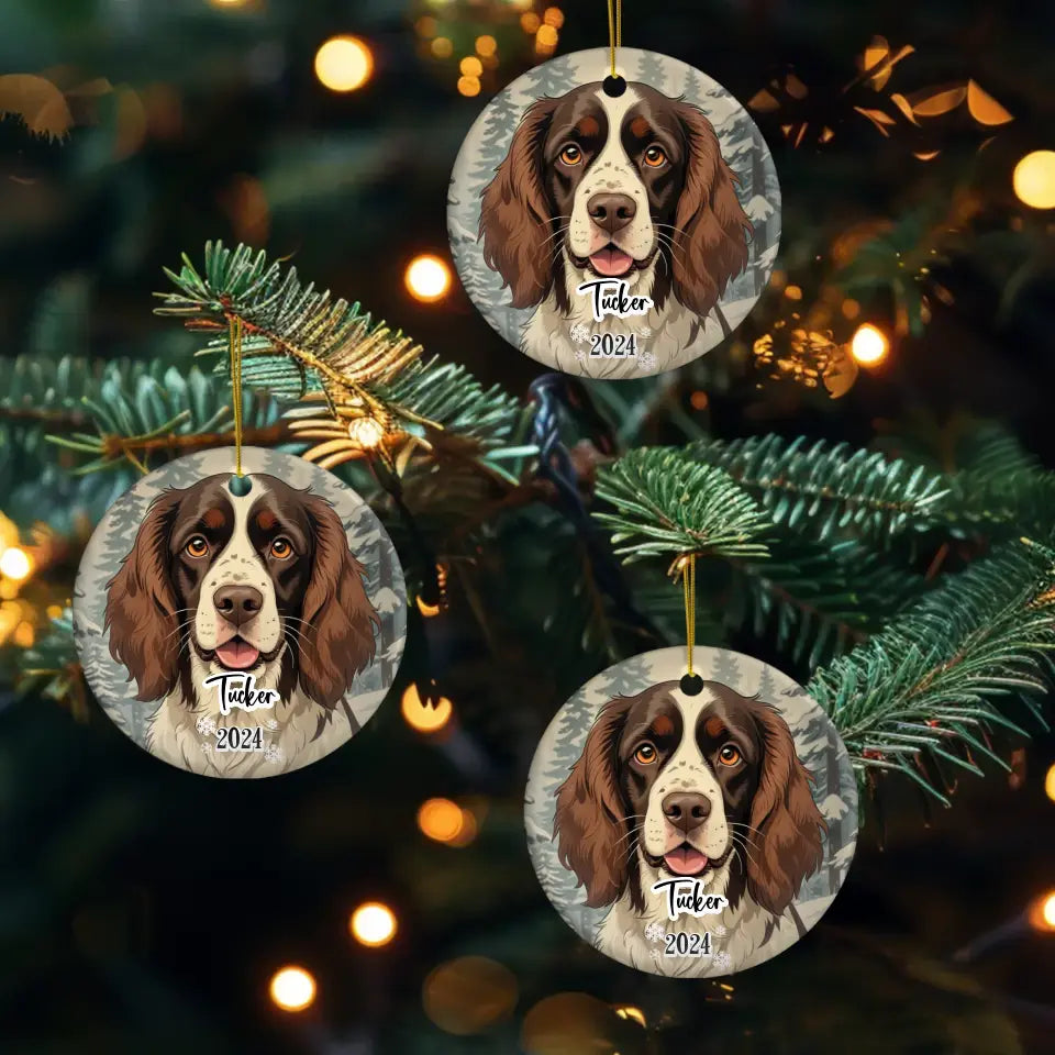 Spring Spaniel Christmas - Custom Background - Ornament