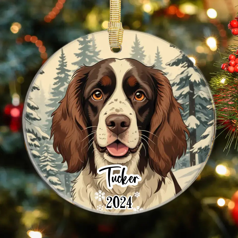 Spring Spaniel Christmas - Custom Background - Ornament