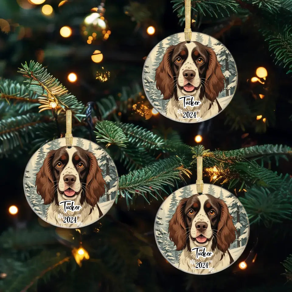 Spring Spaniel Christmas - Custom Background - Ornament