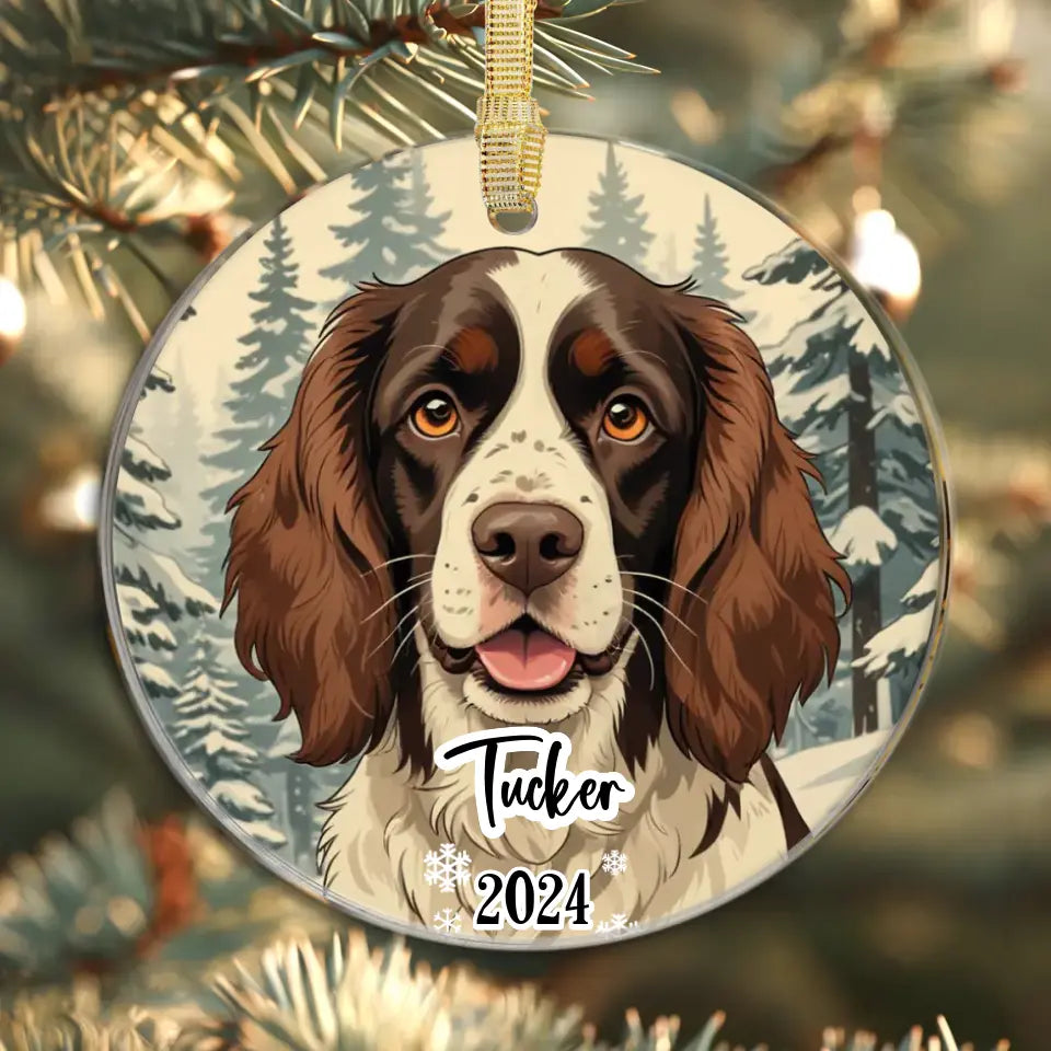 Spring Spaniel Christmas - Custom Background - Ornament