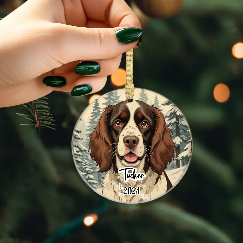 Spring Spaniel Christmas - Custom Background - Ornament