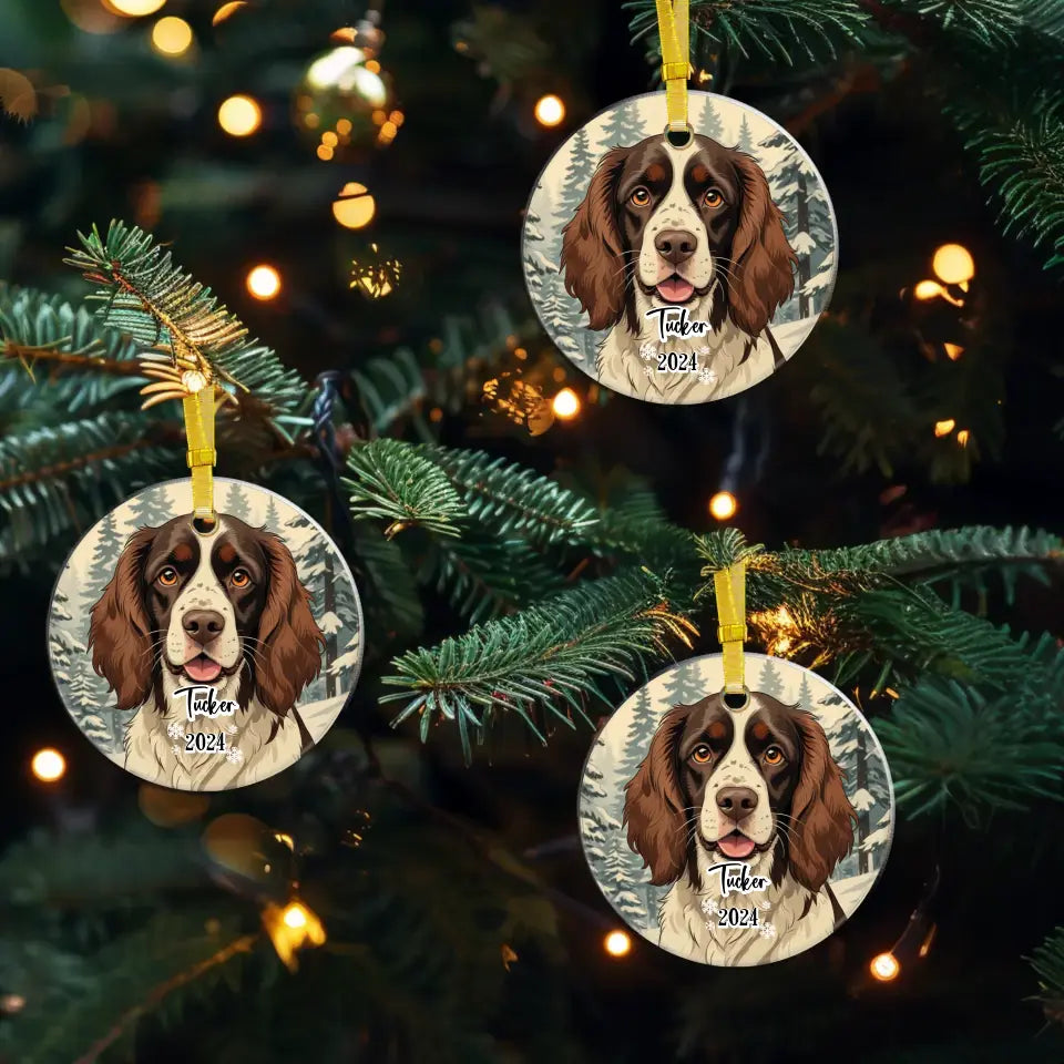 Spring Spaniel Christmas - Custom Background - Ornament