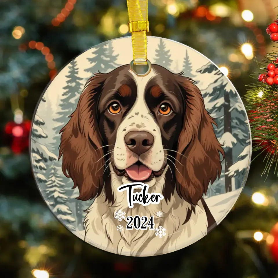 Spring Spaniel Christmas - Custom Background - Ornament