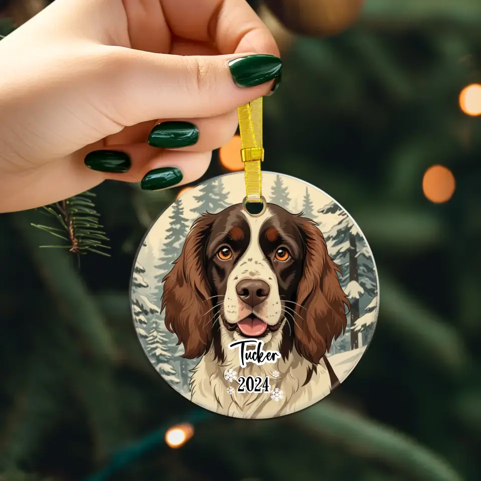 Spring Spaniel Christmas - Custom Background - Ornament