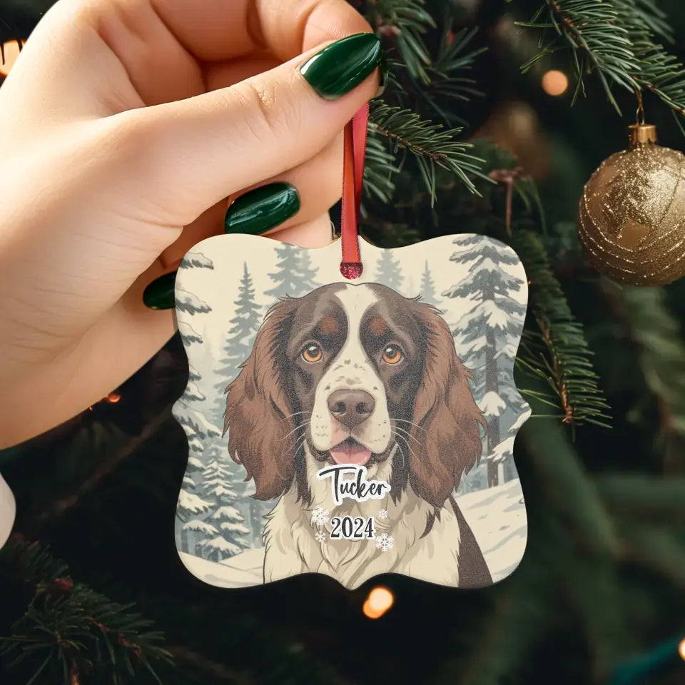 Spring Spaniel Christmas - Custom Background - Ornament