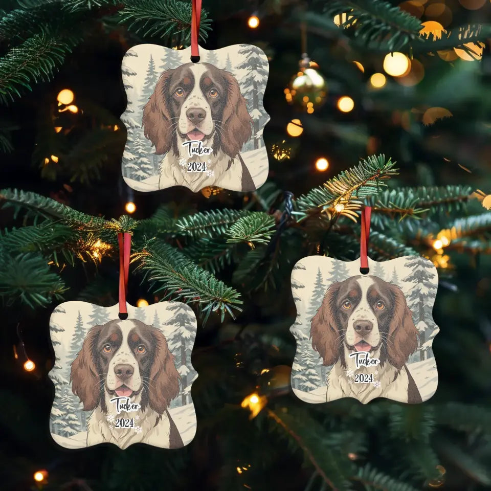 Spring Spaniel Christmas - Custom Background - Ornament