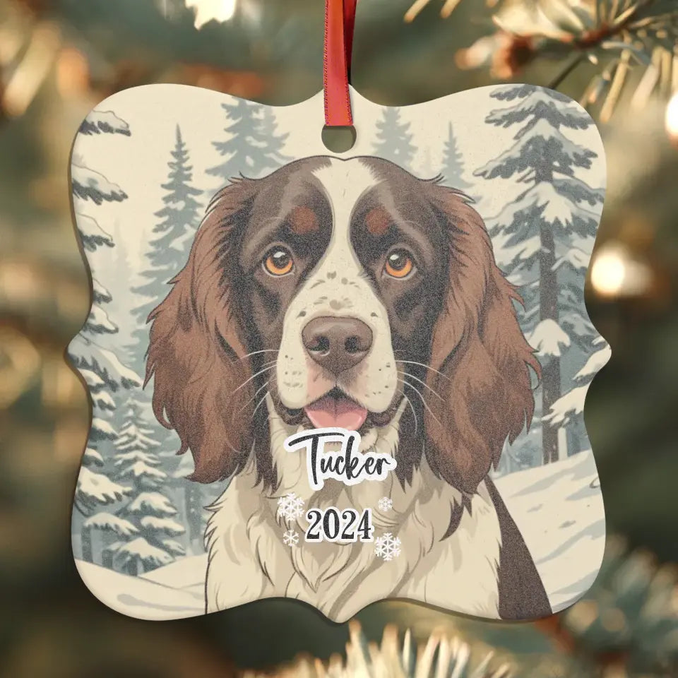 Spring Spaniel Christmas - Custom Background - Ornament