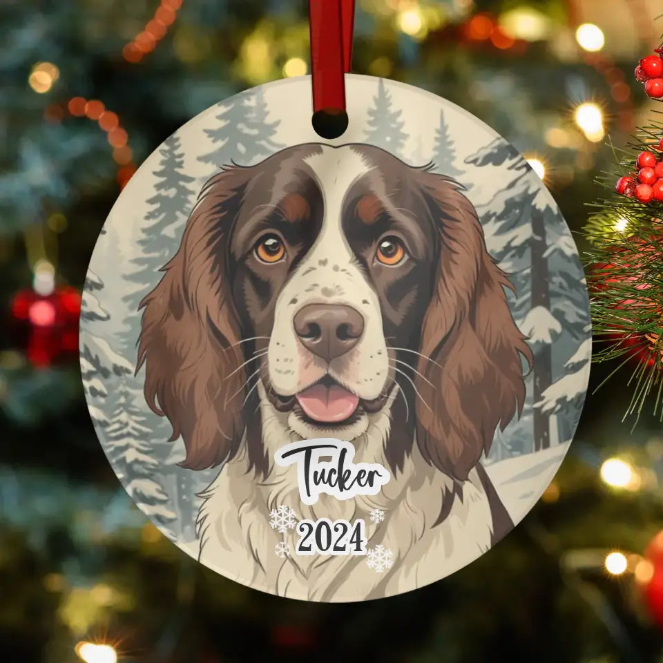 Spring Spaniel Christmas - Custom Background - Ornament