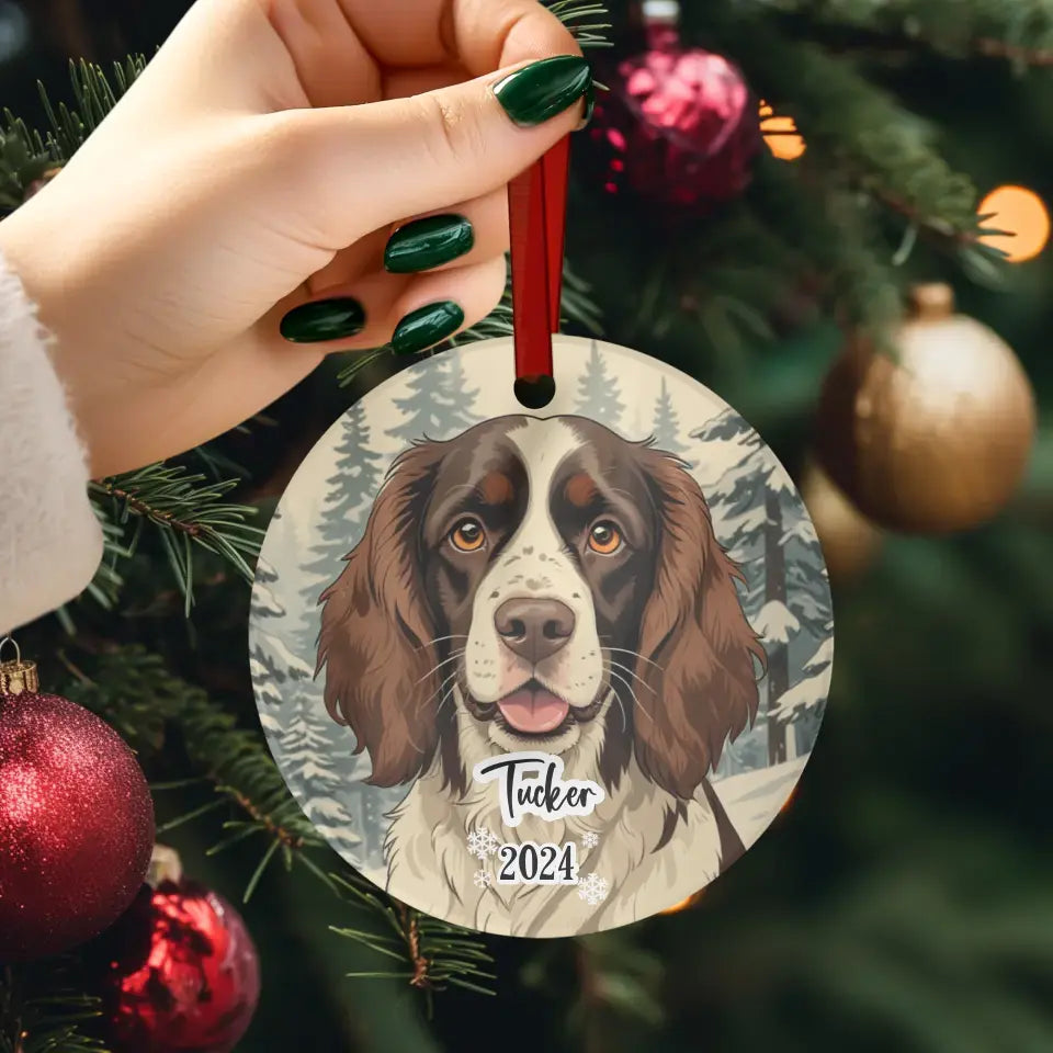 Spring Spaniel Christmas - Custom Background - Ornament