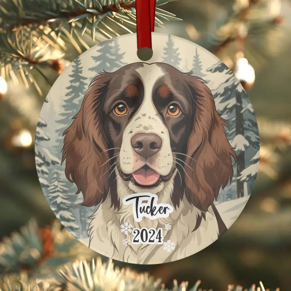 Spring Spaniel Christmas - Custom Background - Ornament