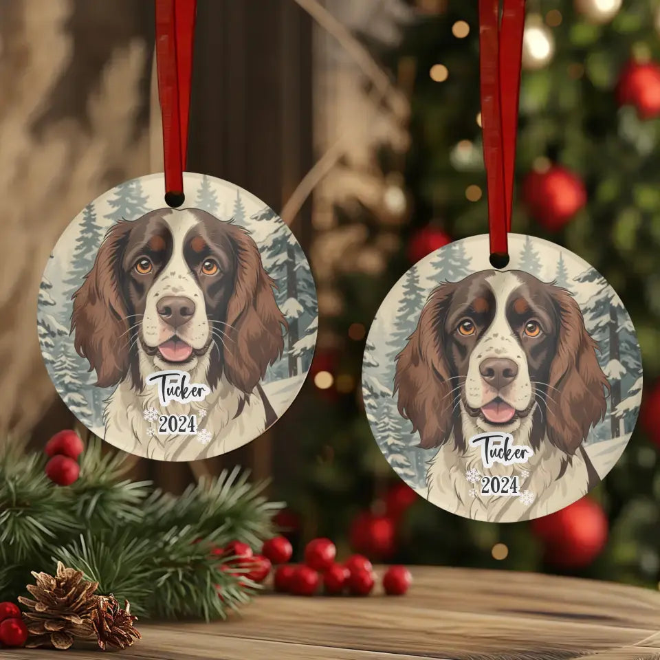 Spring Spaniel Christmas - Custom Background - Ornament