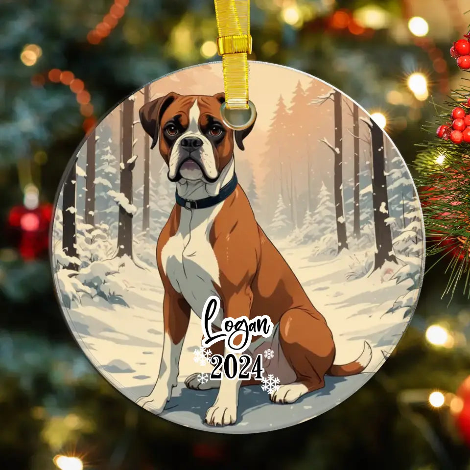 Boxer Christmas - Custom Background - Ornament