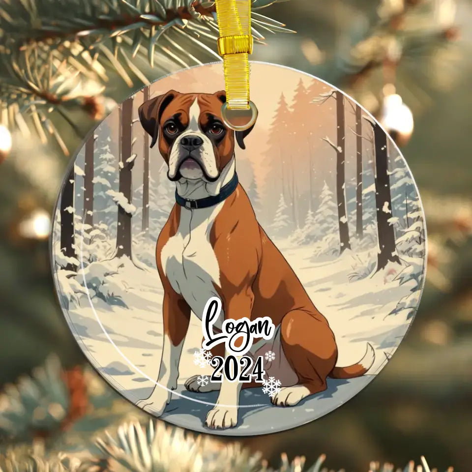 Boxer Christmas - Custom Background - Ornament