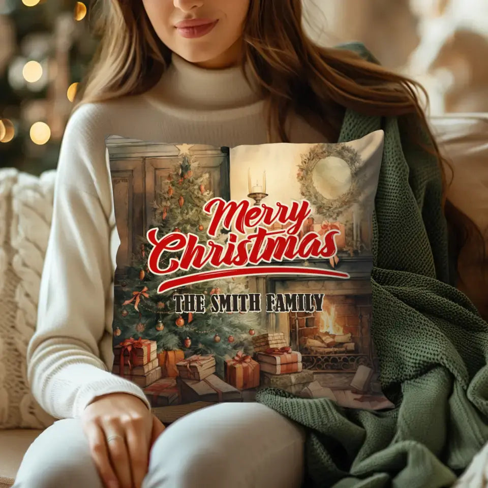 Village Christmas - Custom Background - Pillow