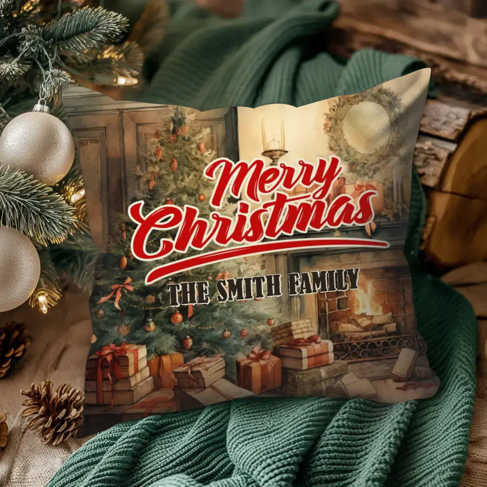 Village Christmas - Custom Background - Pillow