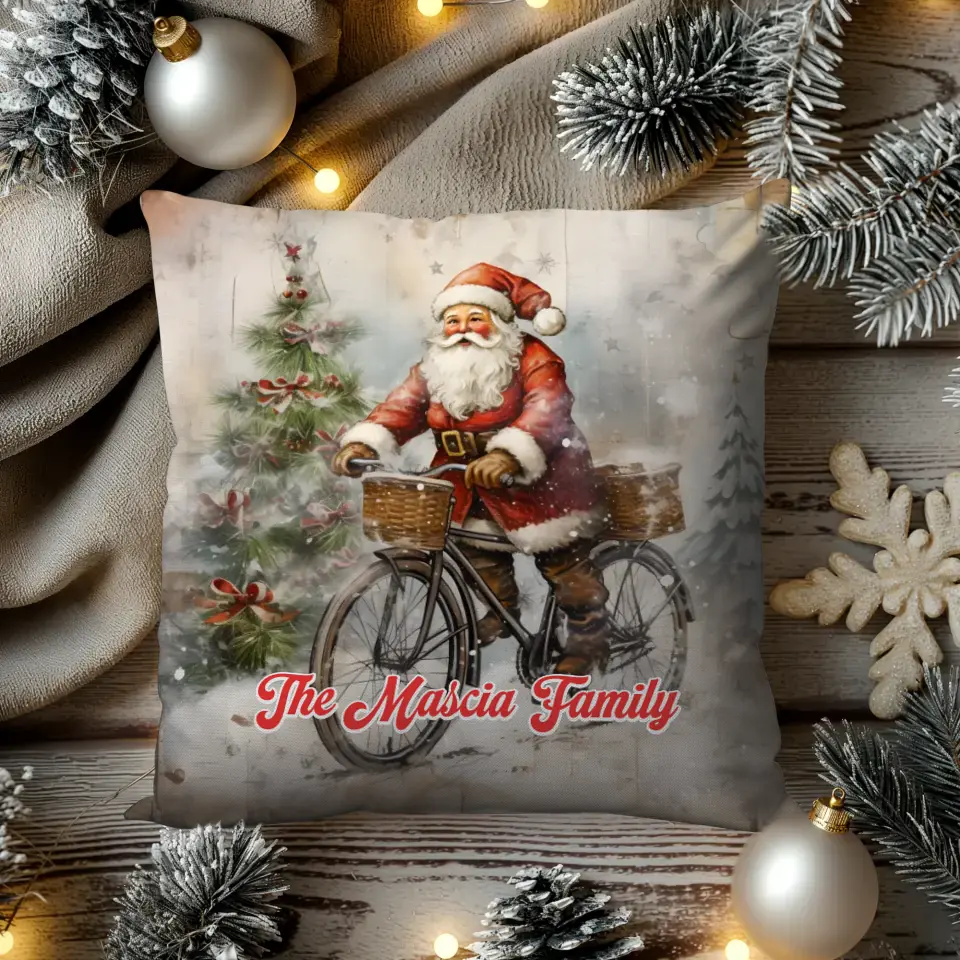 Christmas Vintage Santa - Custom Background - Pillow